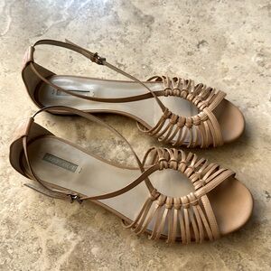 Giorgio Armani beige leather strappy,ankle strap sandals. size 37